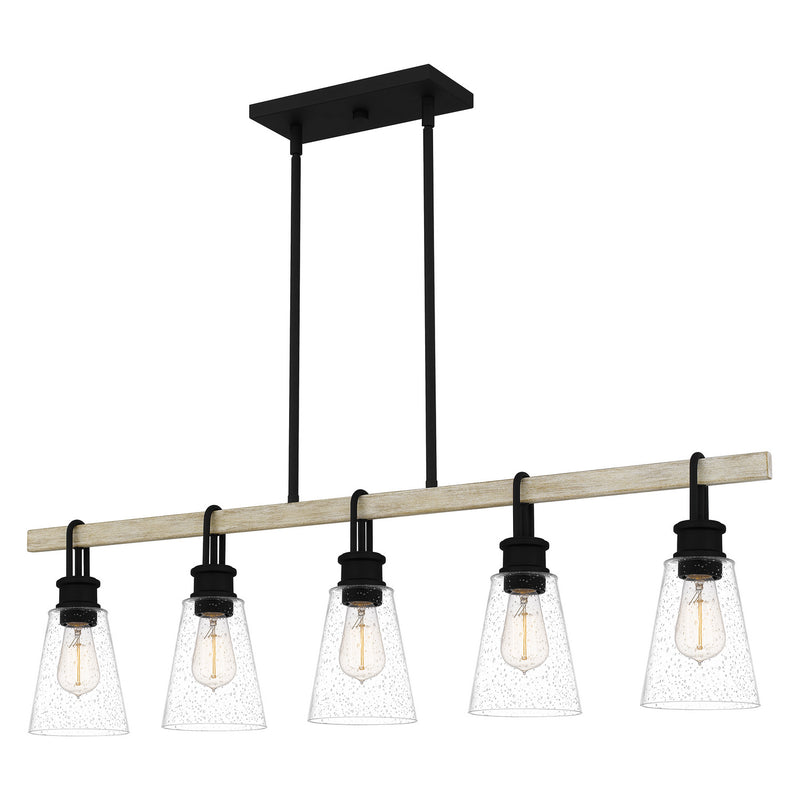 Quoizel KGB142EK Kingsbridge Five Light Linear Chandelier, Earth Black Main Image.jpg