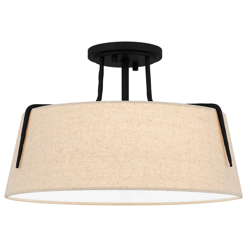Quoizel LOA1716MBK Leona Three Light Semi Flush Mount, Matte Black Main Image.jpg