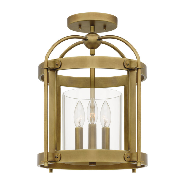 Quoizel MCP1714WS McPherson Three Light Semi Flush Mount, Weathered Brass Main Image.jpg