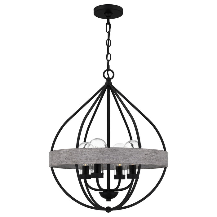 Quoizel QP5339MBK Tansy Four Light Pendant, Matte Black Main Image.jpg