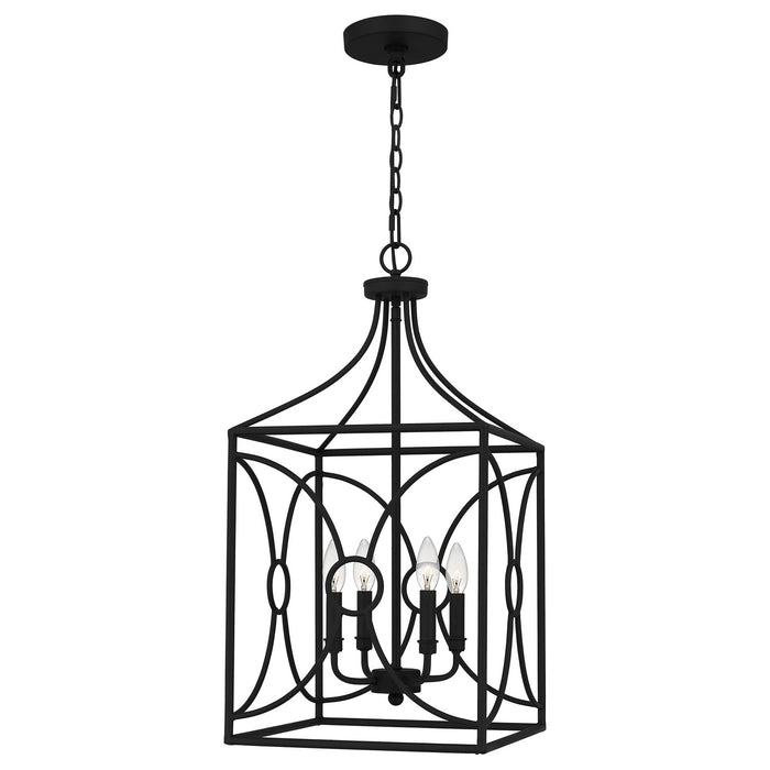 Quoizel QP5354MBK Grenelle Four Light Pendant, Matte Black Main Image.jpg
