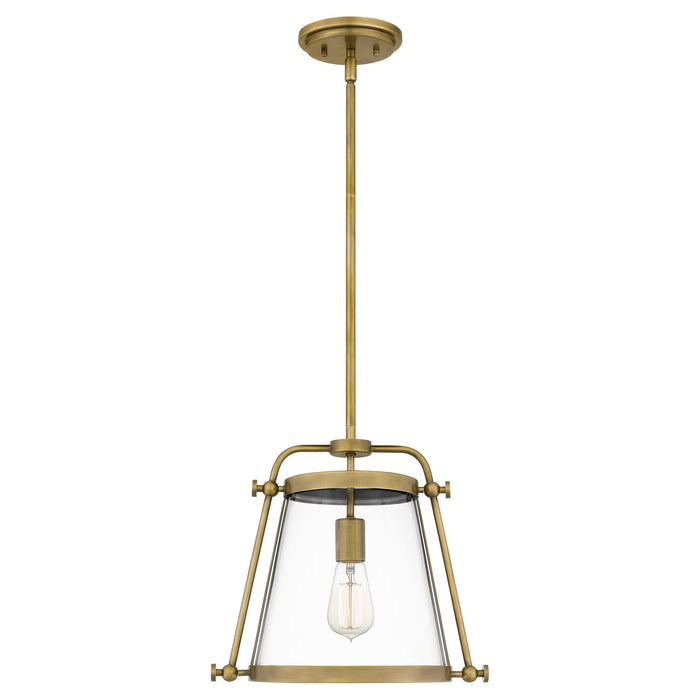 Quoizel QPP5344WS Cardiff One Light Mini Pendant, Weathered Brass Main Image.jpg