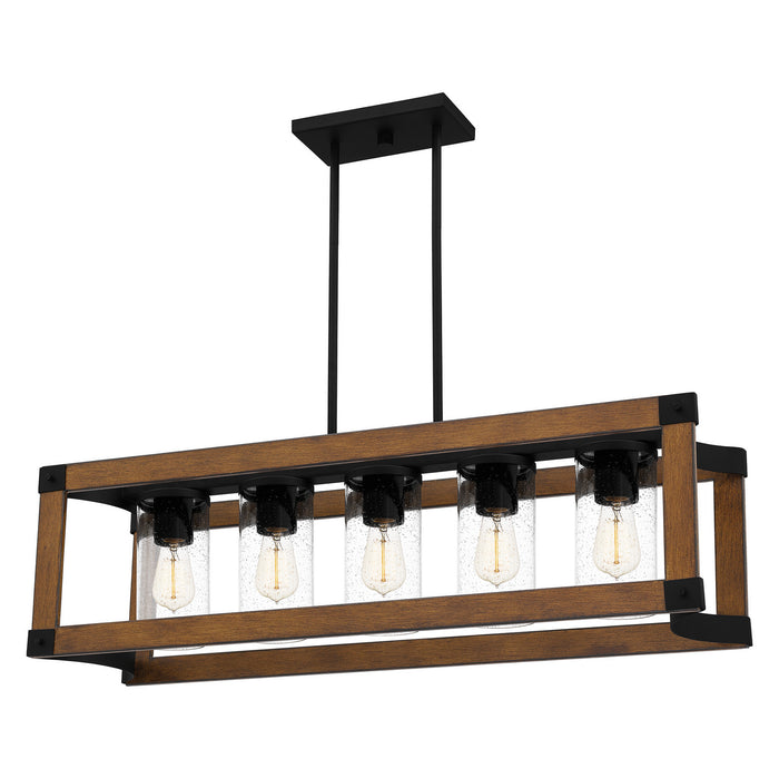 Quoizel RYN536MBK Rylan Five Light Linear Chandelier, Matte Black Main Image.jpg