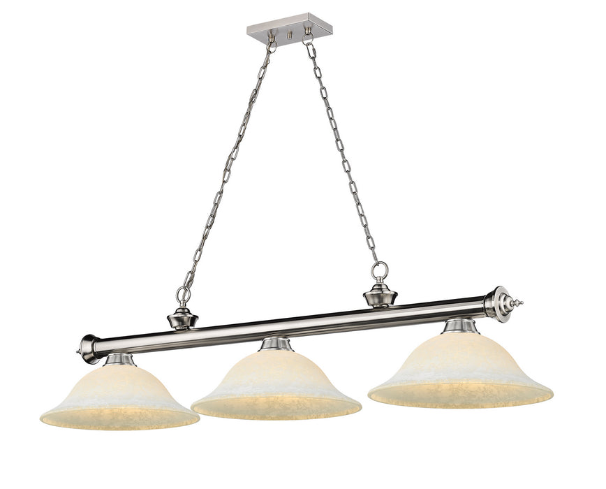 Z-Lite 2306-3BN-WM16 Cordon Three Light Island Pendant, Brushed Nickel Main Image.jpg