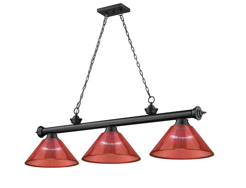 Z-Lite 2306-3MB-ARBG Cordon Three Light Island Pendant, Matte Black Main Image.jpg