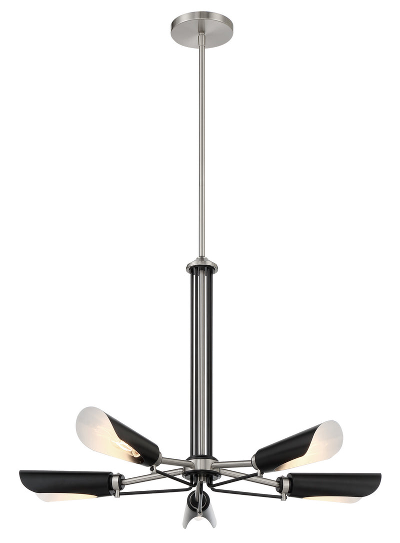 George Kovacs P1695-691 Turbine Five Light Chandelier, Coal With Brushed Nickel Main Image.jpg