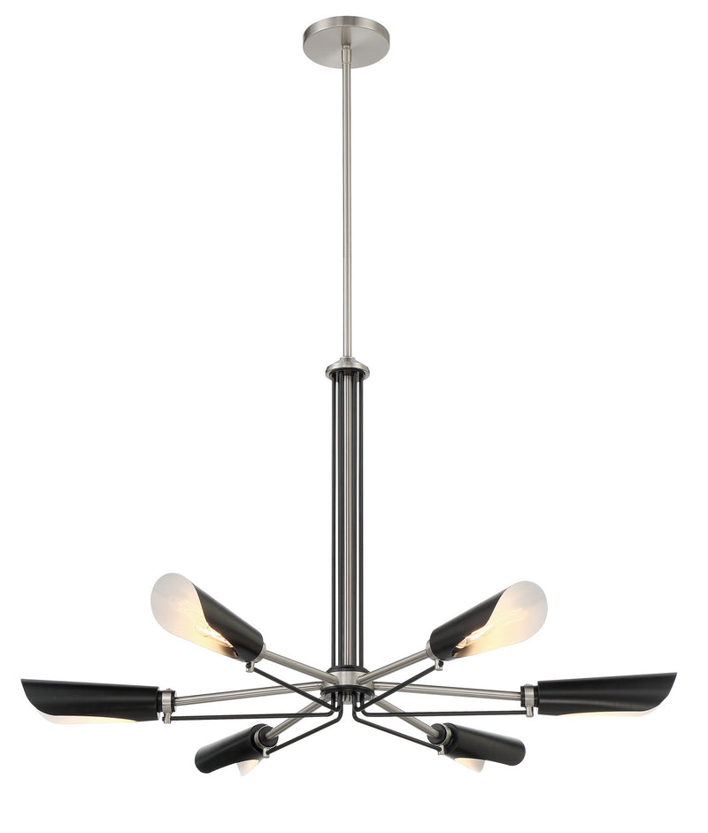 George Kovacs P1696-691 Turbine Six Light Chandelier, Coal With Brushed Nickel Main Image.jpg