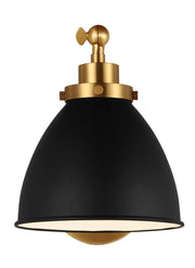 Visual Comfort Studio CW1131MBKBBS Wellfleet One Light Wall Sconce, Midnight Black and Burnished Brass Main Image.jpg