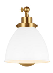 Visual Comfort Studio CW1131MWTBBS Wellfleet One Light Wall Sconce, Matte White and Burnished Brass Main Image.jpg