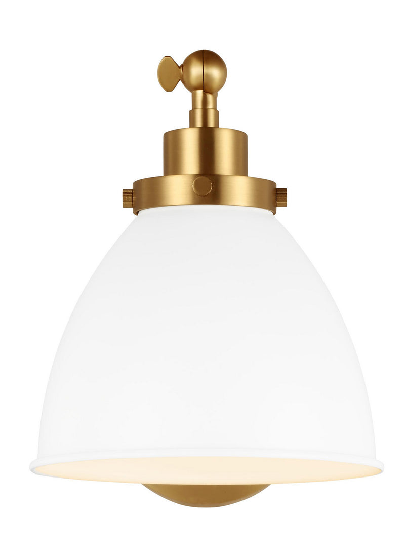 Visual Comfort Studio CW1131MWTBBS Wellfleet One Light Wall Sconce, Matte White and Burnished Brass Main Image.jpg