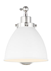 Visual Comfort Studio CW1131MWTPN Wellfleet One Light Wall Sconce, Matte White and Polished Nickel Main Image.jpg