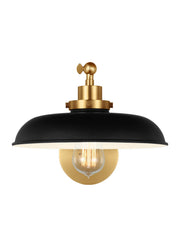 Visual Comfort Studio CW1141MBKBBS Wellfleet One Light Wall Sconce, Midnight Black and Burnished Brass Main Image.jpg
