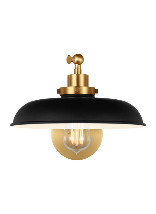 Visual Comfort Studio CW1141MBKBBS Wellfleet One Light Wall Sconce, Midnight Black and Burnished Brass Main Image.jpg