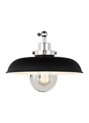 Visual Comfort Studio CW1141MBKPN Wellfleet One Light Wall Sconce, Midnight Black and Polished Nickel Main Image.jpg