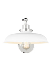 Visual Comfort Studio CW1141MWTPN Wellfleet One Light Wall Sconce, Matte White and Polished Nickel Main Image.jpg