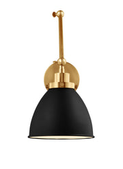 Visual Comfort Studio CW1161MBKBBS Wellfleet One Light Wall Sconce, Midnight Black and Burnished Brass Main Image.jpg