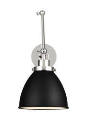 Visual Comfort Studio CW1161MBKPN Wellfleet One Light Wall Sconce, Midnight Black and Polished Nickel Main Image.jpg