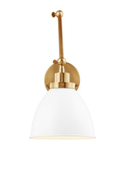 Visual Comfort Studio CW1161MWTBBS Wellfleet One Light Wall Sconce, Matte White and Burnished Brass Main Image.jpg