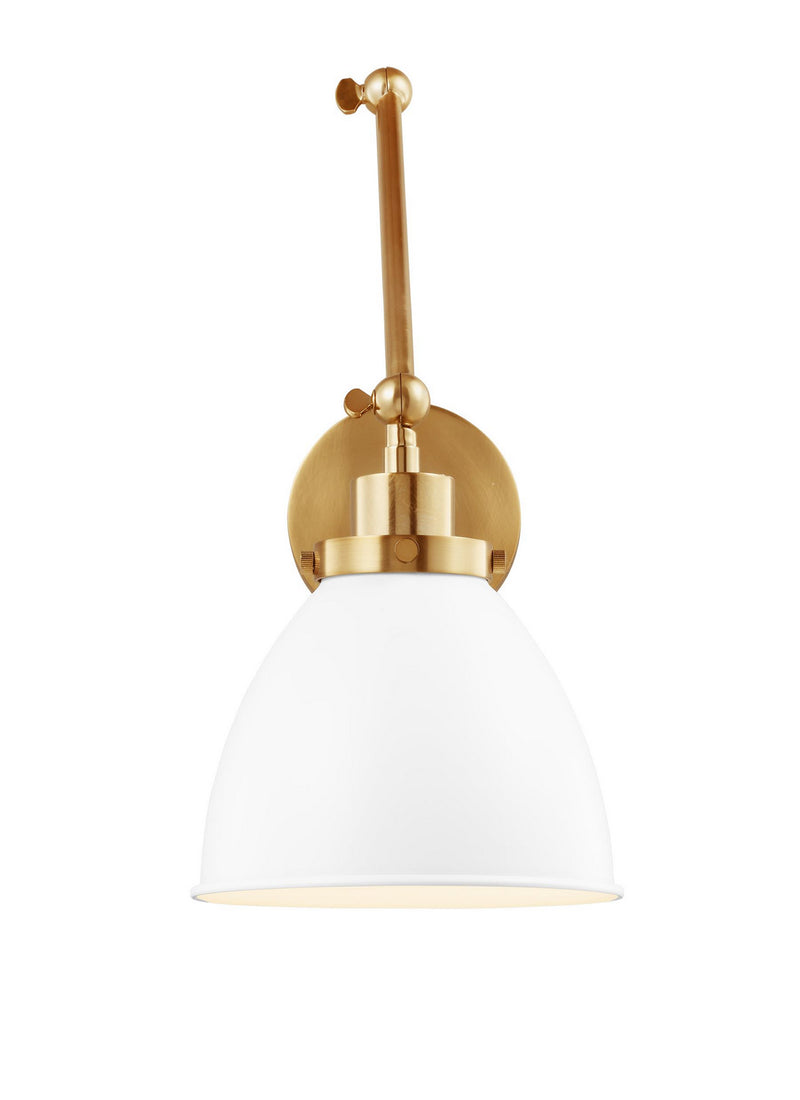 Visual Comfort Studio CW1161MWTBBS Wellfleet One Light Wall Sconce, Matte White and Burnished Brass Main Image.jpg
