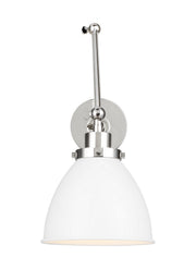 Visual Comfort Studio CW1161MWTPN Wellfleet One Light Wall Sconce, Matte White and Polished Nickel Main Image.jpg