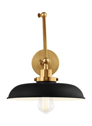 Visual Comfort Studio CW1171MBKBBS Wellfleet One Light Wall Sconce, Midnight Black and Burnished Brass Main Image.jpg
