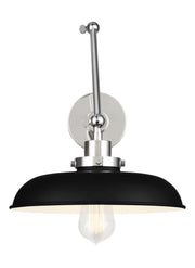 Visual Comfort Studio CW1171MBKPN Wellfleet One Light Wall Sconce, Midnight Black and Polished Nickel Main Image.jpg