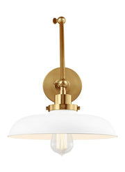 Visual Comfort Studio CW1171MWTBBS Wellfleet One Light Wall Sconce, Matte White and Burnished Brass Main Image.jpg