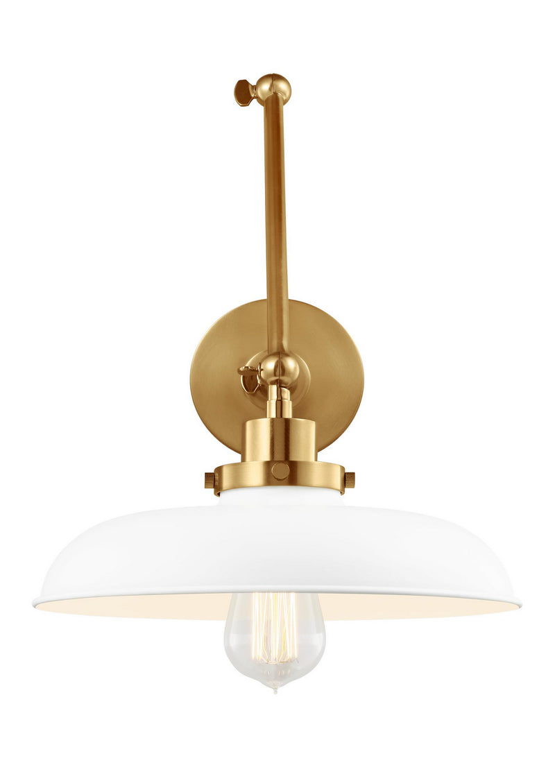 Visual Comfort Studio CW1171MWTBBS Wellfleet One Light Wall Sconce, Matte White and Burnished Brass Main Image.jpg
