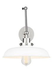 Visual Comfort Studio CW1171MWTPN Wellfleet One Light Wall Sconce, Matte White and Polished Nickel Main Image.jpg