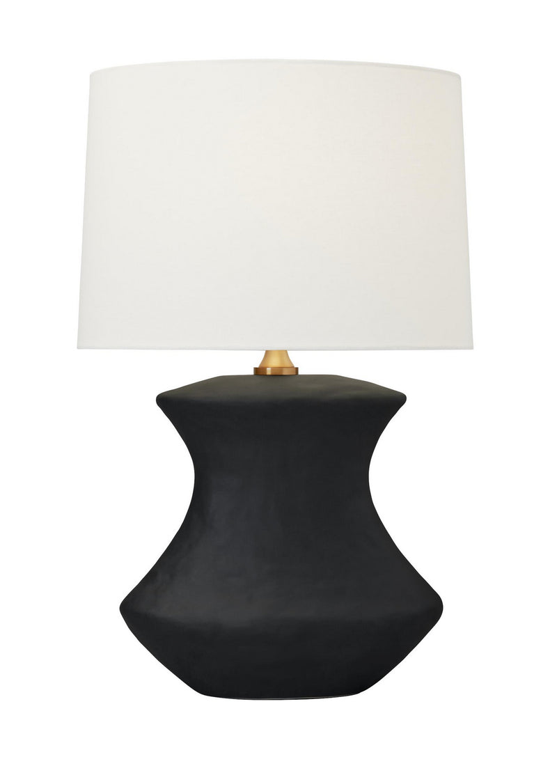 Visual Comfort Studio HT1021RBC1 Bone One Light Table Lamp, Rough Black Ceramic Main Image.jpg
