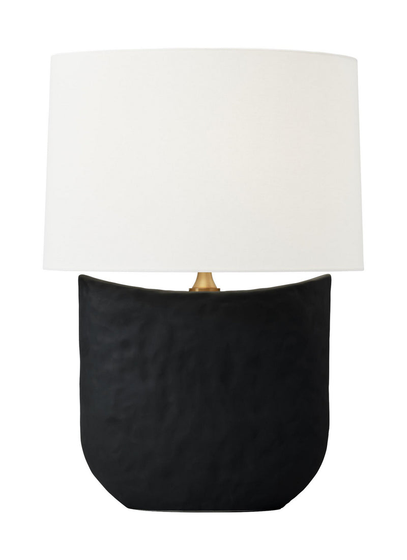 Visual Comfort Studio HT1031RBC1 Cenotes One Light Table Lamp, Rough Black Ceramic Main Image.jpg