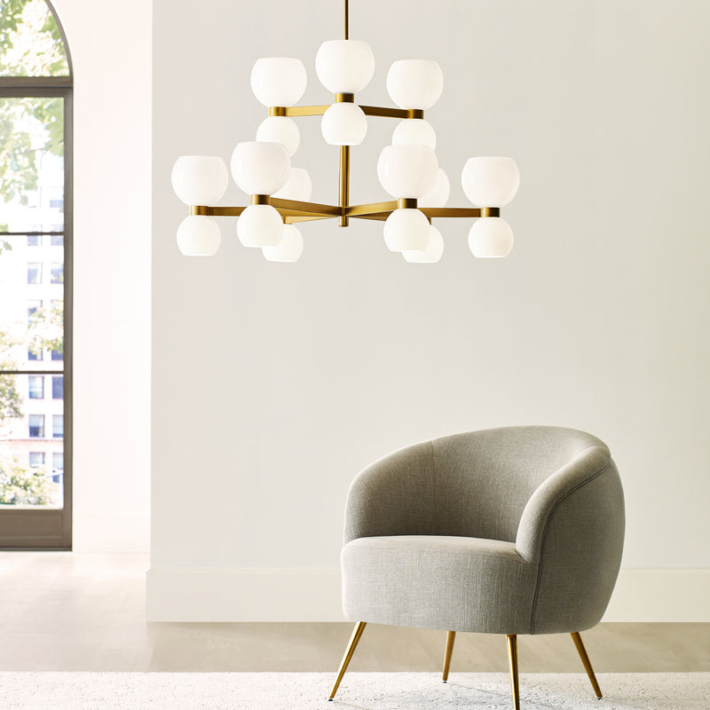 Visual Comfort Studio KSC10018BBSMG Londyn 18 Light Chandelier, Burnished Brass with Milk White Glass Alternate Image 3.jpg