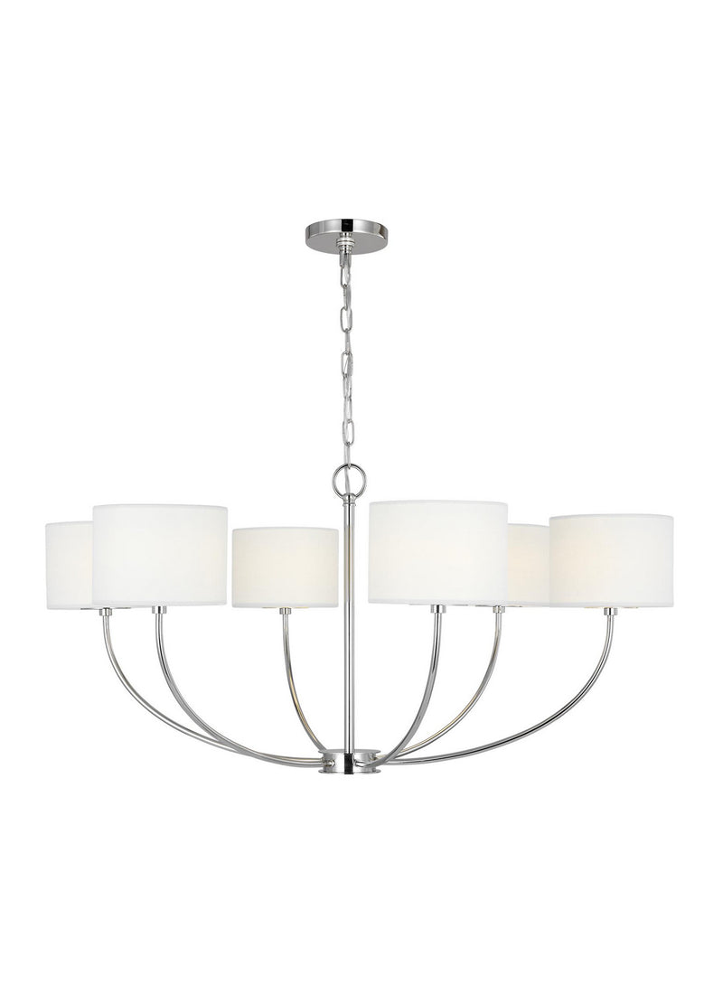 Visual Comfort Studio KSC1046PN Sawyer Six Light Chandelier, Polished Nickel Main Image.jpg