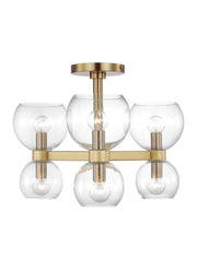 Visual Comfort Studio KSF1036BBSCG Londyn Six Light Semi Flush Mount, Burnished Brass with Clear Glass Main Image.jpg