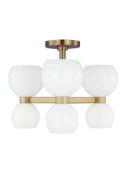 Visual Comfort Studio KSF1036BBSMG Londyn Six Light Semi Flush Mount, Burnished Brass with Milk White Glass Main Image.jpg