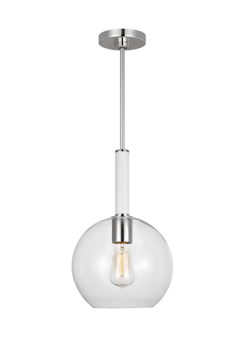 Visual Comfort Studio KSP1061PNGW Monroe One Light Pendant, Polished Nickel Main Image.jpg
