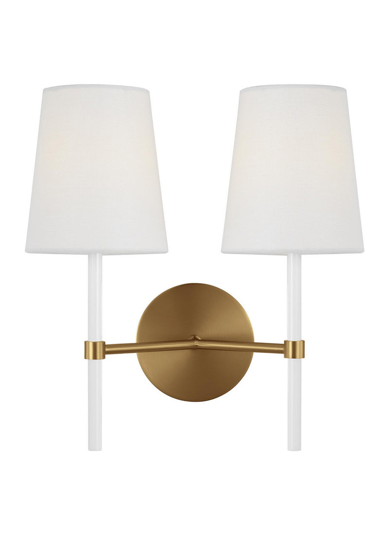 Visual Comfort Studio KSW1102BBSGW Monroe Two Light Wall Sconce, Burnished Brass Main Image.jpg