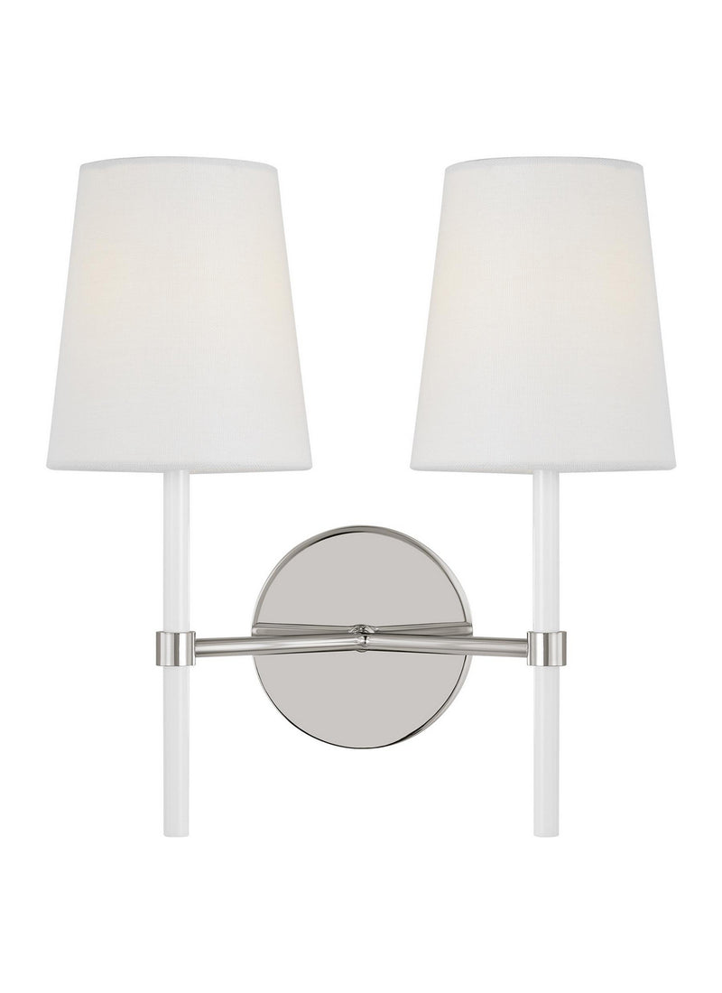 Visual Comfort Studio KSW1102PNGW Monroe Two Light Wall Sconce, Polished Nickel Main Image.jpg