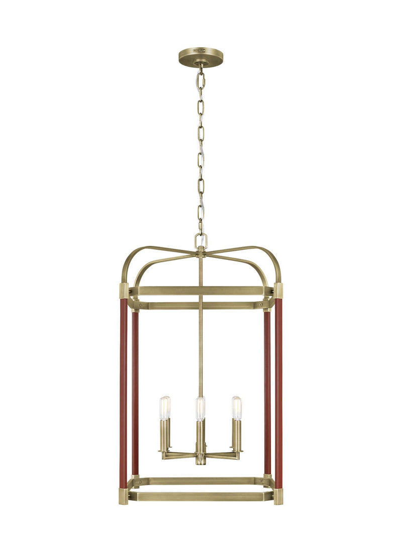 Visual Comfort Studio LC1156TWB Hadley Six Light Lantern, Time Worn Brass Main Image.jpg