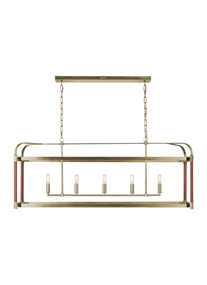 Visual Comfort Studio LC1165TWB Hadley Five Light Chandelier, Time Worn Brass Main Image.jpg