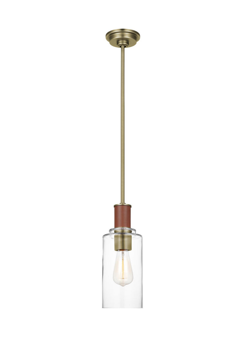 Visual Comfort Studio LP1071TWBCG Hadley One Light Pendant, Time Worn Brass Main Image.jpg