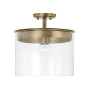Capital Lighting 246812AD Mason One Light Semi-Flush Mount, Aged Brass Main Image.jpg