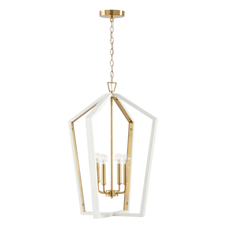 Capital Lighting 344541WM Maren Four Light Pendant, Flat White and Matte Brass Main Image.jpg