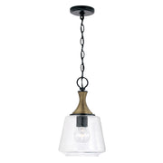 Capital Lighting 345611KB Amara One Light Pendant, Matte Black with Brass Main Image.jpg