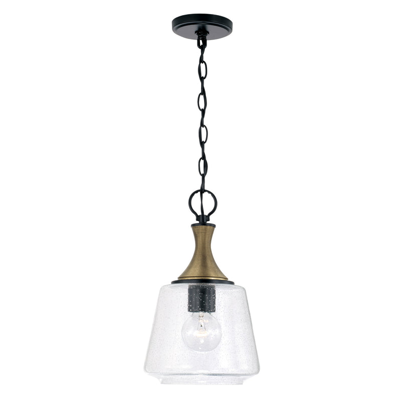 Capital Lighting 345611KB Amara One Light Pendant, Matte Black with Brass Main Image.jpg