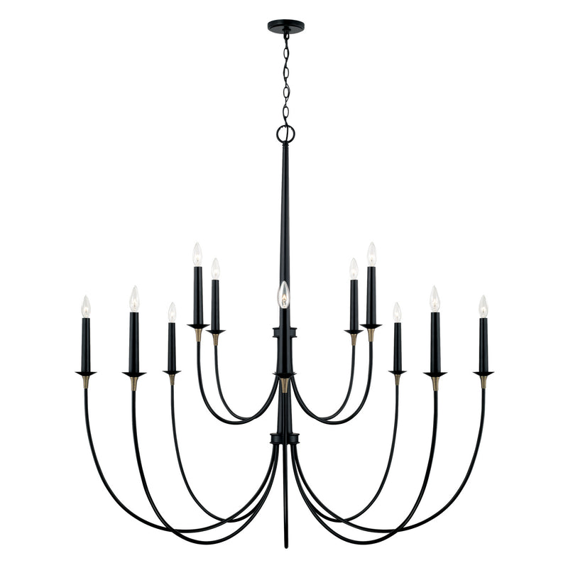 Capital Lighting 445601KB Amara 12 Light Chandelier, Matte Black with Brass Main Image.jpg