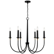Capital Lighting 445661KB Amara Six Light Chandelier, Matte Black with Brass Main Image.jpg