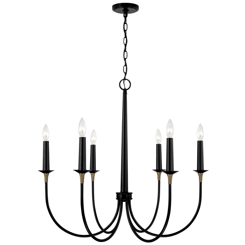 Capital Lighting 445661KB Amara Six Light Chandelier, Matte Black with Brass Main Image.jpg