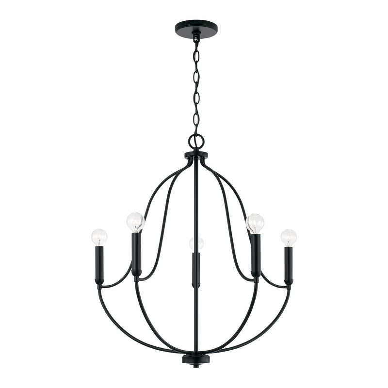 Capital Lighting 447051MB Madison Five Light Chandelier, Matte Black Main Image.jpg