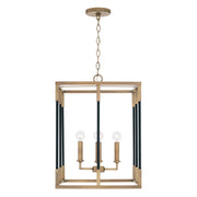Capital Lighting 544742AB Bleeker Four Light Foyer Pendant, Aged Brass and Black Main Image.jpg